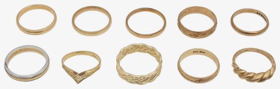 A collection of gold bands