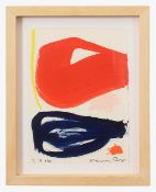 Henrietta Dubrey 'Abstract Blue and Red No 19' oil on paper