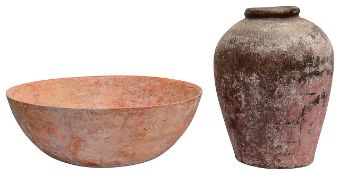 A Large Studio Pottery Bowl & Vase