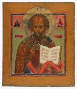 A large 19th century Russian icon of St Nicholas the Wondermaker