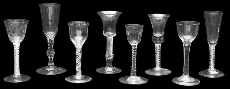A collection of 18th century and later wine and other drinking glasses