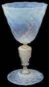 A late 19th Venetian facon de Venise style opalescent glass goblet