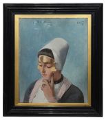 Henry Jones Thaddeus (Irish, 1859-1929) 'Portrait of a Dutch girl'