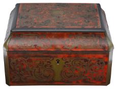 A 19th century French tortoiseshell and brass boulle work box