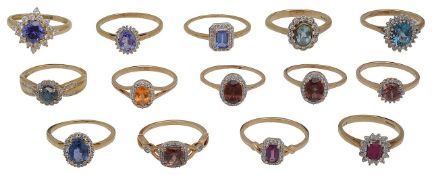 A collection of gem-set rings
