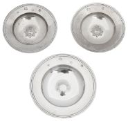 Three Elizabeth II silver armada pins dishes