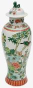 A late 19th century Chinese famille verte porcelain vase and cover