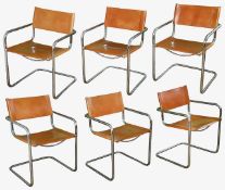 A set of six Italian cantilever dining chairs