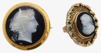 A mid 19th century hardstone cameo brooch