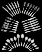 Elizabeth II silver Old English Shell pattern six setting part canteen