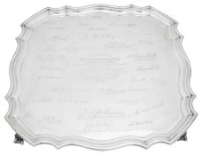 A large George V silver presentation salver