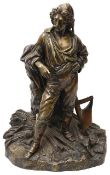 Paul Emile Machault (French 1800-1866) A patinated bronze of a farmer