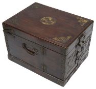 A 19th Chinese brass bound blackwood travelling toilet box