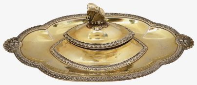 A late Victorian silver-gilt inkwell