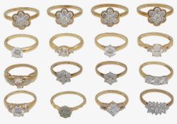 A collection of gem-set rings