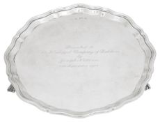 An Elizabeth II silver presentation salver