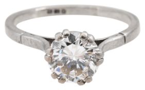 A diamond single stone ring