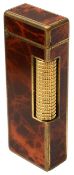 A Dunhill gold plated and tortoiseshell lacquer rollergas lighter