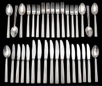Georg Jensen. A quantity of Danish EPNS Bernadotte pattern flatware