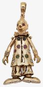 A 9ct gold and gem-set clown charm