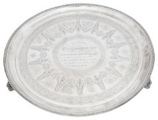 A Victorian large silver presentation salver