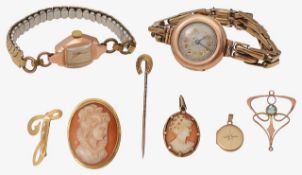 An 18ct gold ladies Mepa watch head and other items