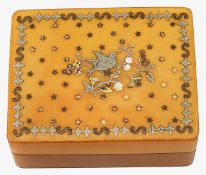 A late 18th century French amber and piquework boite-a-mouches