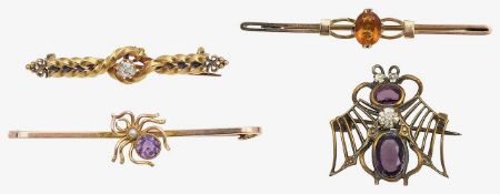 Three bar brooches and another