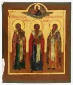 A 19th century Russian Icon of the Three Hierarchs of Orthodox