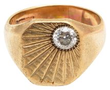 A diamond set signet ring