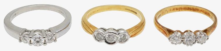 Three diamond-set rings: