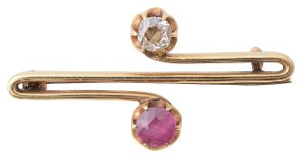 A two stone gem-set brooch