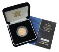 United Kingdom. Royal Mint Elizabeth II 2001 gold proof Sovereign