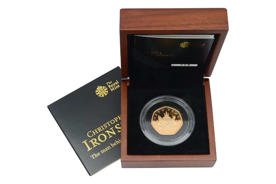 United Kingdom. Royal Mint Elizabeth II 2013 gold proof 50p coin Christopher Ironside