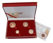 South Africa. South African Mint. 2008 gold proof four-coin Krugerrand set