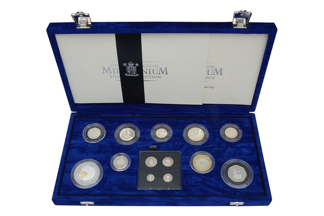 Royal Mint Elizabeth II 2000 thirteen-coin silver proof Millennium Silver Collection