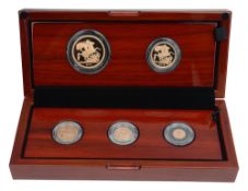 United Kingdom. Royal Mint Elizabeth II 2019 gold proof five-coin Sovereign set
