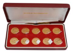 United Kingdom. A cased set of ten sovereigns