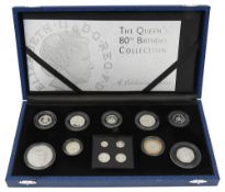 Elizabeth II 2006 thirteen-coin silver proof set The Queens 80th Birthday Collection