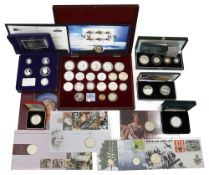 A collection of silver proof and other coins