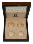 United Kingdom, Royal Mint, Elizabeth II gold proof four coin Sovereign Portrait Collection