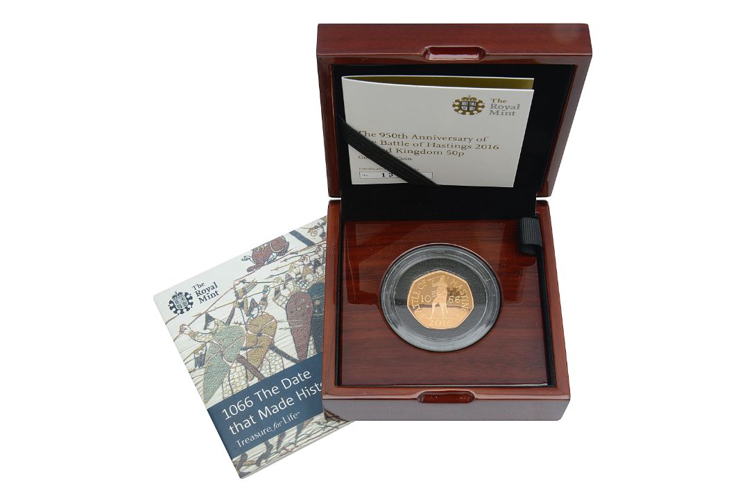 Elizabeth II 2016 gold proof 50p coin 950th Anniversary Battle of Hastings