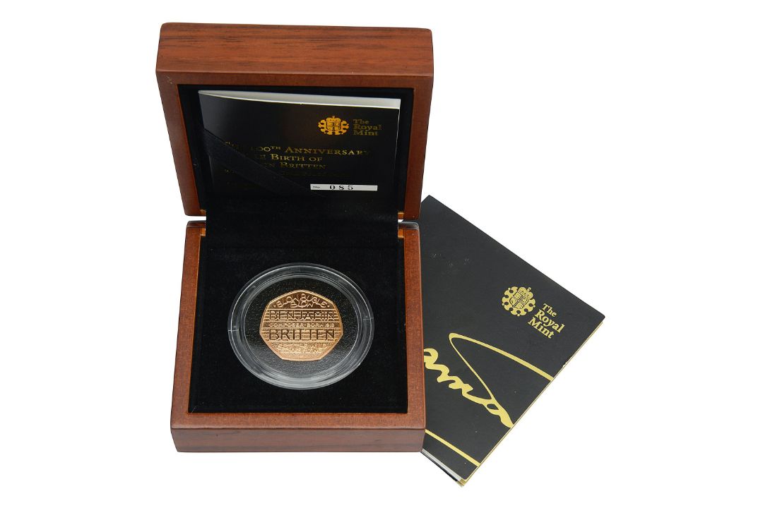 Elizabeth II 2013 gold proof 50p coin The 100th Anniversary of the Birth of Benjamin Britten