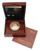 Royal Mint Elizabeth 2014 gold proof £5 coin 300th anniversary of the death of Queen Anne