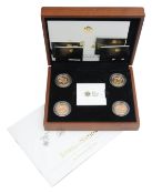 Royal Mint Elizabeth II 2013 and 2014 four-coin gold proof £1 coin Floral Collection