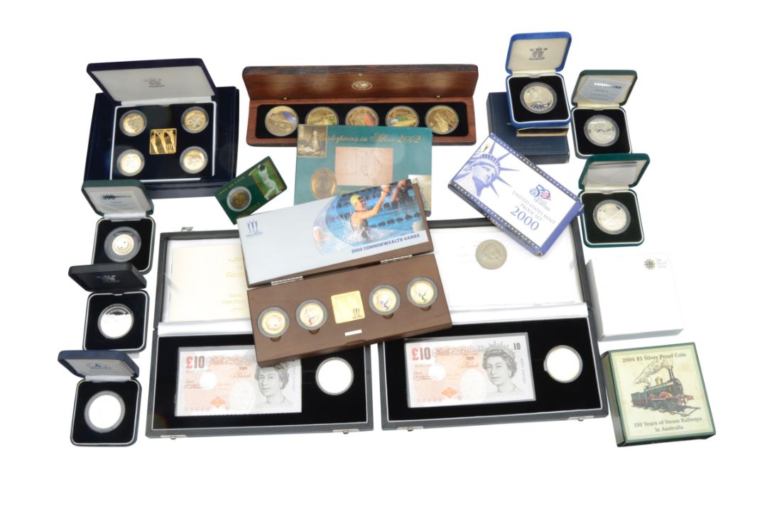 A collection of silver proof commemorative and other coins