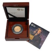 United Kingdom. Royal Mint Elizabeth II 2017 gold proof 50p coin Sir Isaac Newton