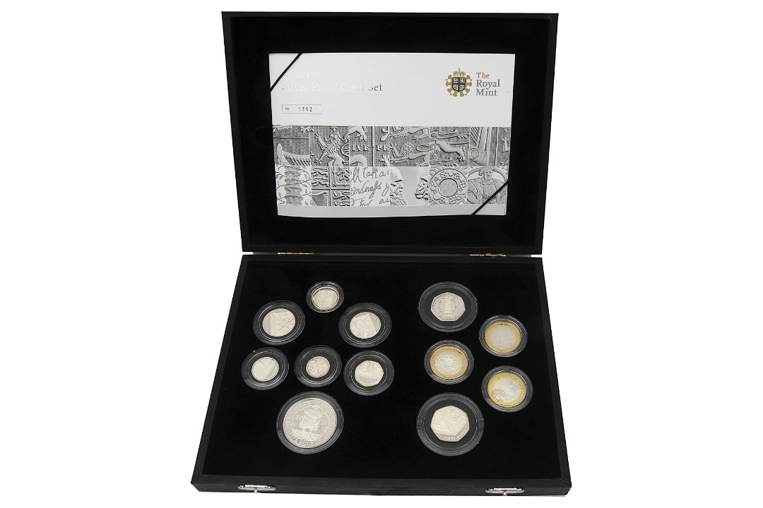 Royal Mint Elizabeth II 2009 twelve-coin silver Proof coin set