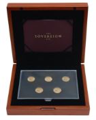 United Kingdom. Royal Mint George V five-coin gold Sovereign set The First World War
