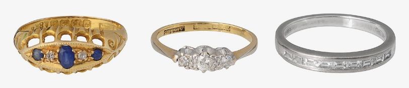 Three gem-set rings